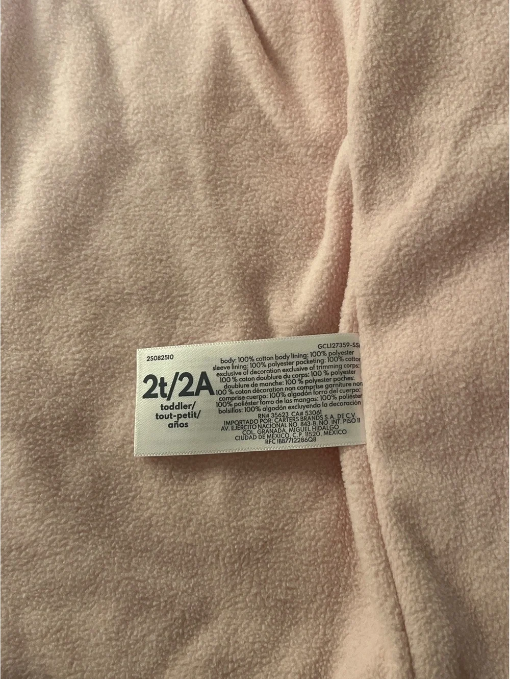 Carter's Toddler Pink Fleece Coat with Bow Detail Size 2T
